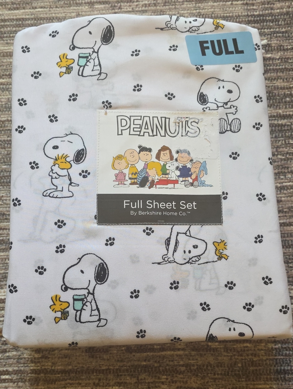 Full Size New Peanuts Snoopy & Woodstock Pet Sheet Set - White, Black & Yellow